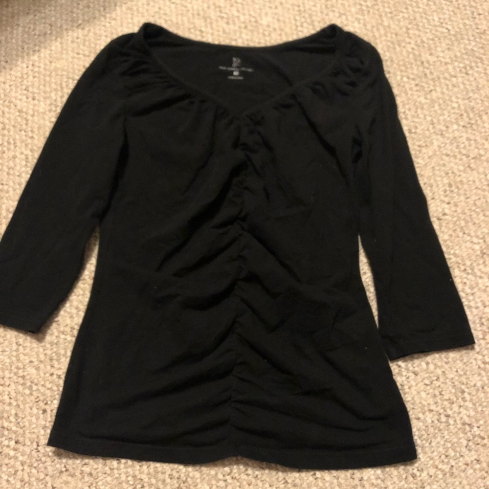 3/$18 SALE Black stretch rouched Tshirt 3/4 sleeve